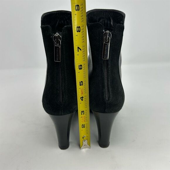 Aquatalia Women's Black Leather Ankle Boots Size 7 High Heel Back Zip Closure - Picture 9 of 13